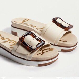 Sam Edelman Ariane Women's Platform Slide Leather Ivory Sandal size 8.5 NIB